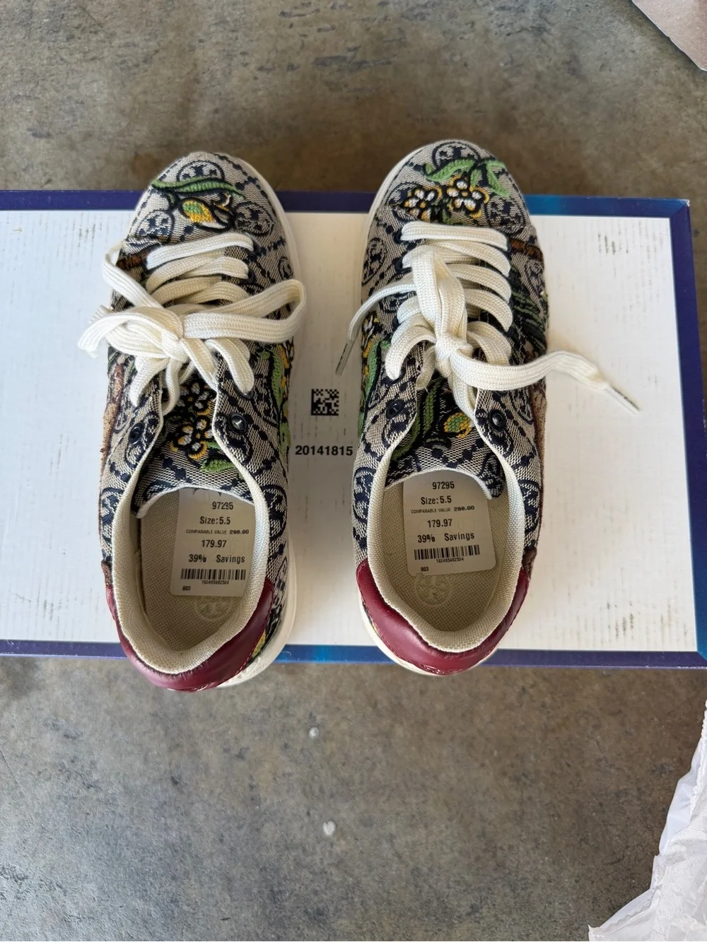 Floral Woven Fabric Sneakers with Embroidered Detail - Multi